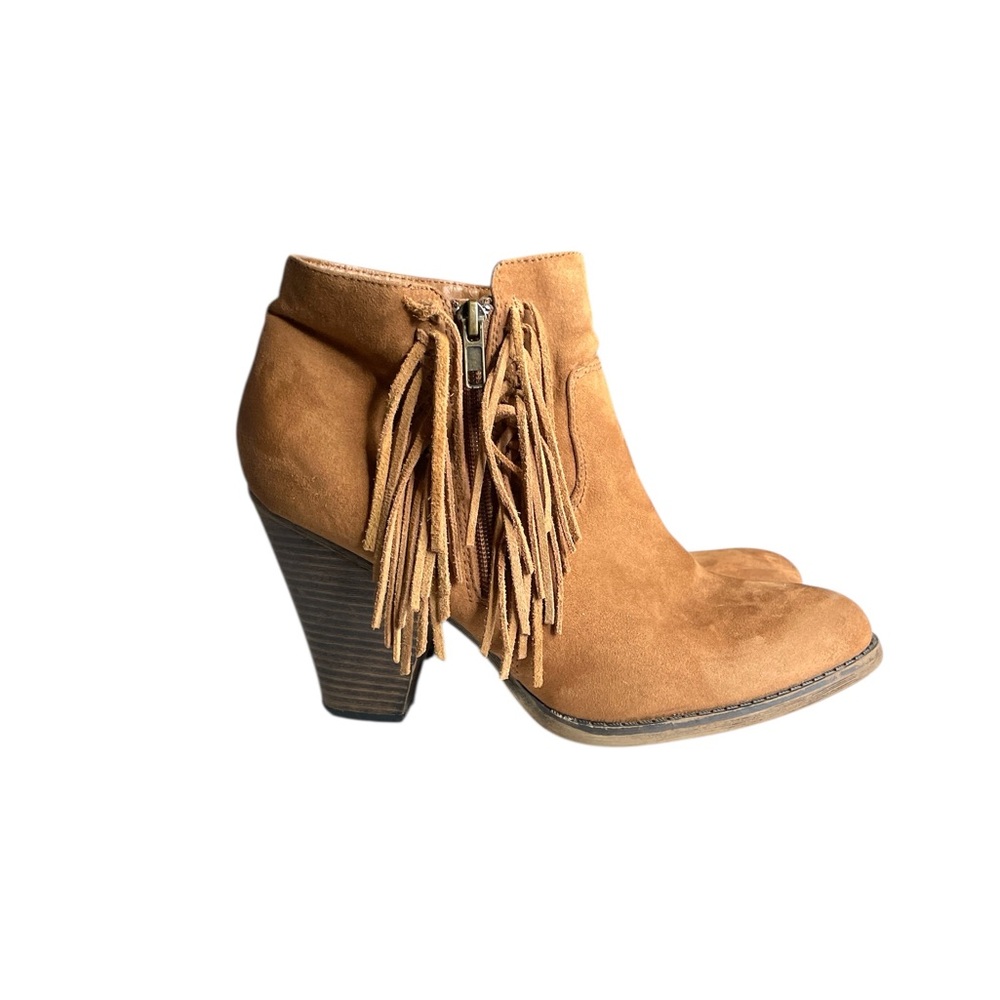 MIA Lindsie Tan Fringe Ankle Booties Women’s size 10